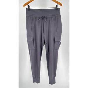Athleta Sutton Joggers Gray Thigh and Zip Pockets Drawstring Size 8